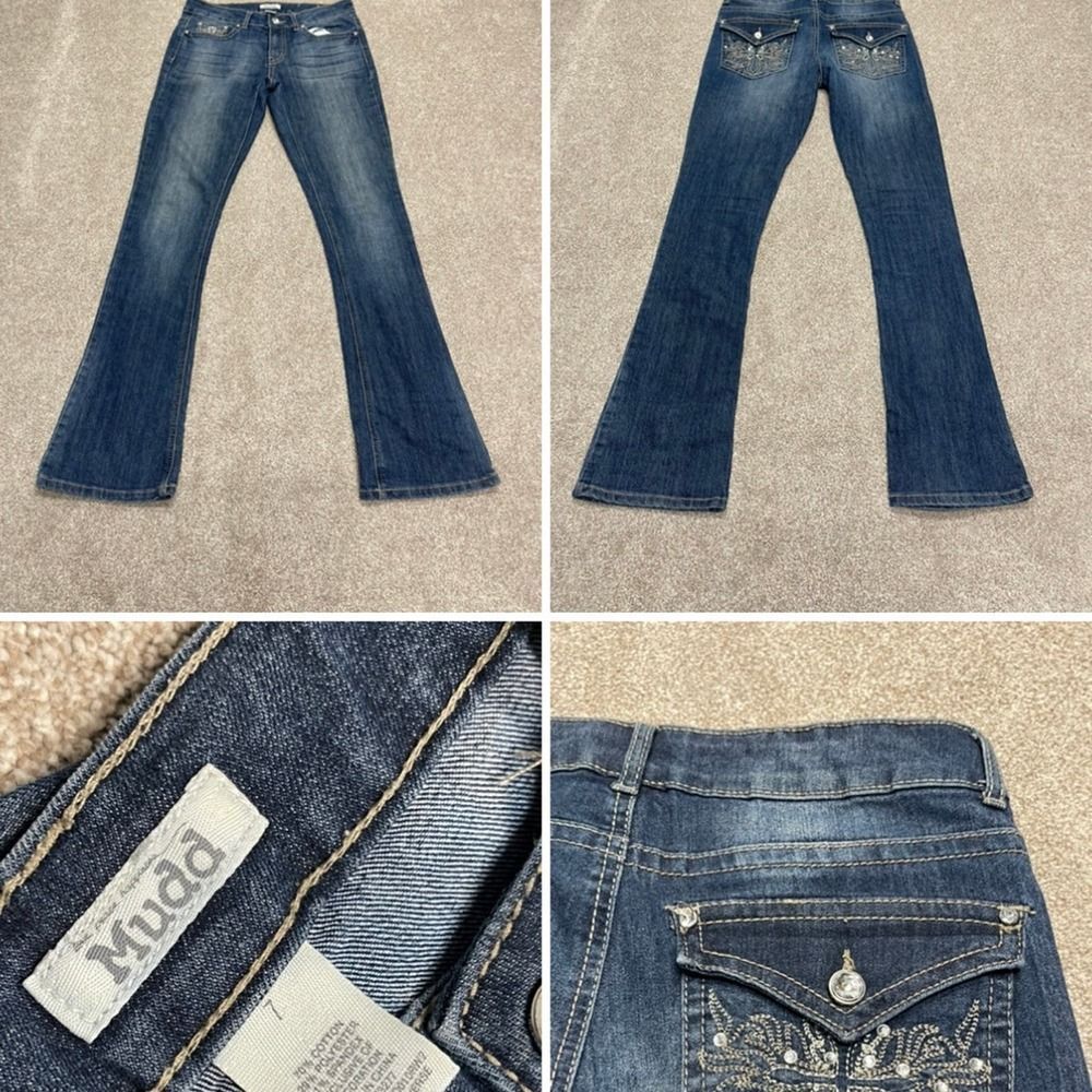 Mudd womens jr. Bootcut jeans sz 7 blue jeans flip pocket blue jeans retro Y2K